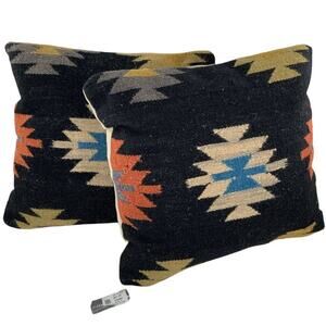 Rizzy Home Woven Wool Aztec Southwest Multicolor Decorative Throw Pillow 20X20"